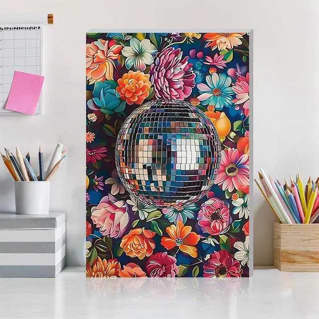Alt view image 3 of 7 - Framed Paint by Numbers Kit for Adults, Disco Ball DIY Paint by Number Kits on Canvas, Easy Canvas Painting by Numbers for Home Wall Decor Gift 8x12 Inch