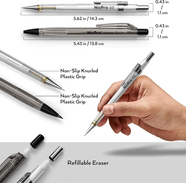 Alt view image 2 of 6 - 6PCS Art Mechanical Pencil Set, 4PCS Drafting Pencils 0.3 & 0.5 & 0.7 & 0.9 mm & 2PCS 2mm Lead Holder (4B 2B HB 2H) For Writing, Sketching Drawing With 12 Tube Lead Refills Erasers Case