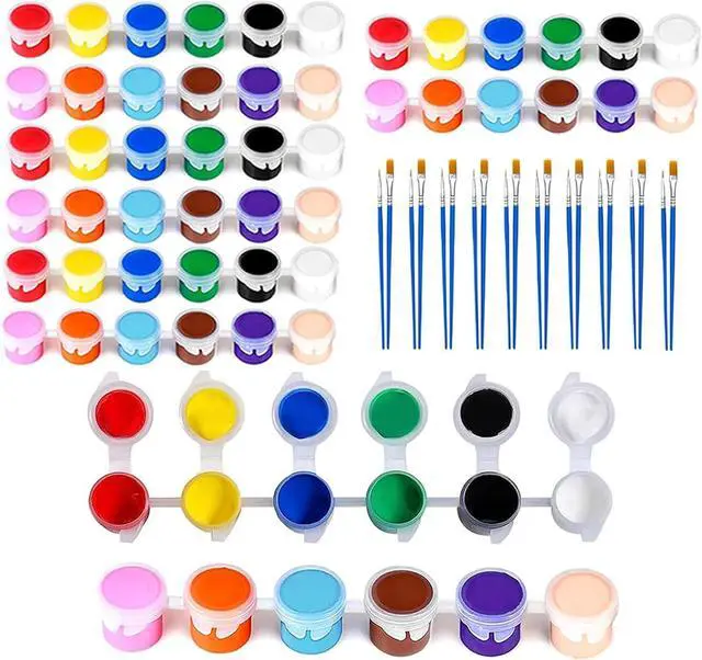 Main image of 5 Packs Mini Acrylic Paint Set, 12 Colors Washable Paint Strips for Kids & Adults - Includes 10 Brushes (5 Flat + 5 Pointed), 60 PCS kids Paint Kits for Easter Eggs, Birthday, Classroom Party