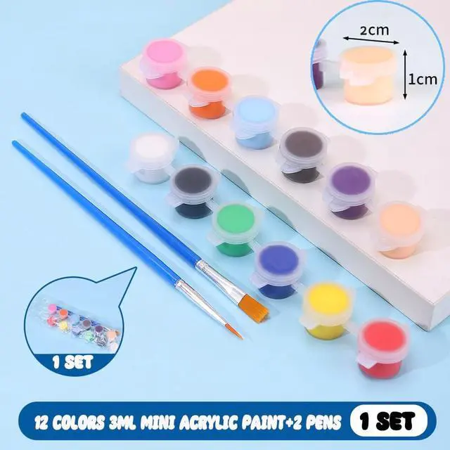 Alt view image 6 of 7 - 5 Packs Mini Acrylic Paint Set, 12 Colors Washable Paint Strips for Kids & Adults - Includes 10 Brushes (5 Flat + 5 Pointed), 60 PCS kids Paint Kits for Easter Eggs, Birthday, Classroom Party