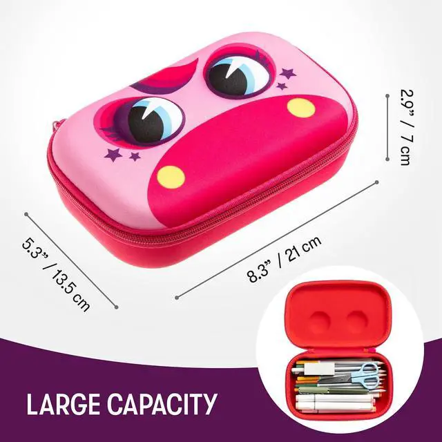Alt view image 2 of 7 - Wildlings Pencil Box for Girls, Cute Pencil Case for School, Pony | Sturdy hard shell pencil box for kids, machine washable, secure zipper closure, holds 60 pens & pencils, crack-proof material