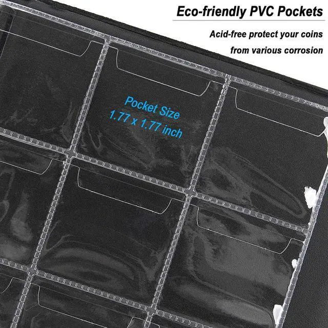 Alt view image 3 of 7 - 150 Pockets Coin Album, Penny Collecting Book, Souvenir Coins Collection Holder, Ideal for Pressed Pennies Passport, Hobby Coin Collector, Money Specie Display Storage Case (Black)