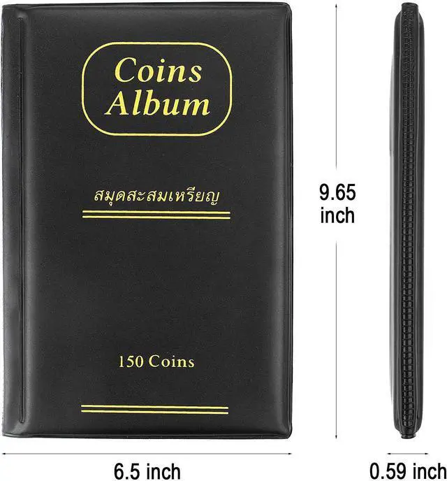 Alt view image 7 of 7 - 150 Pockets Coin Album, Penny Collecting Book, Souvenir Coins Collection Holder, Ideal for Pressed Pennies Passport, Hobby Coin Collector, Money Specie Display Storage Case (Black)