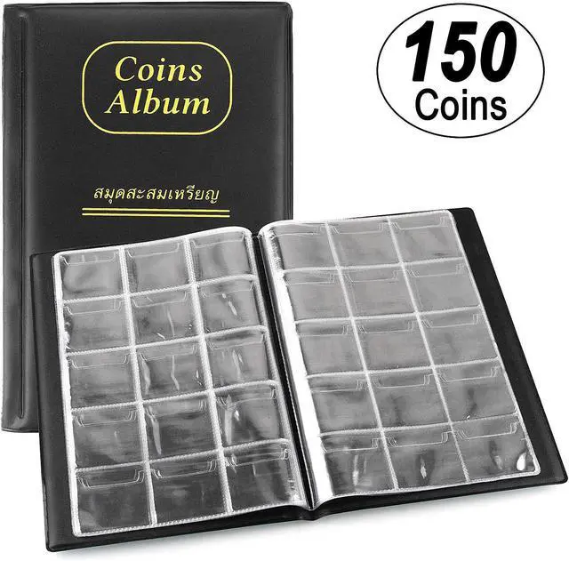 Alt view image 6 of 7 - 150 Pockets Coin Album, Penny Collecting Book, Souvenir Coins Collection Holder, Ideal for Pressed Pennies Passport, Hobby Coin Collector, Money Specie Display Storage Case (Black)