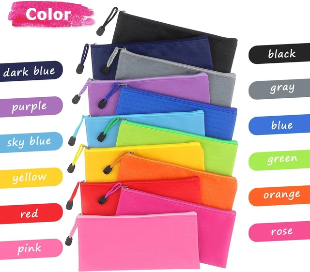 Alt view image 3 of 7 - Tamaki 12 Pack Zipper Pouch, Bulk Waterproof Pouch Cases | Multi-Purpose Organizer Bags for Office Supplies, Travel Accessories