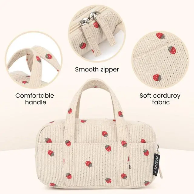 Alt view image 6 of 7 - Large Pencil Case Pouch, Extra Big Pencil Bags with Zipper, Cute Corduroy Pencil Pouch with 5 Compartments, Pen Bag Wide Opening, Pencil Pouch Organizer, Pencil Box for Teen Girls Adults