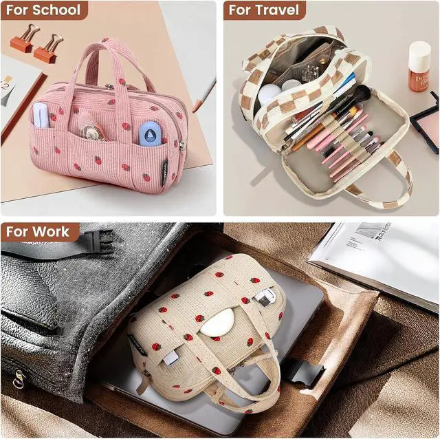 Alt view image 7 of 7 - Large Pencil Case Pouch, Extra Big Pencil Bags with Zipper, Cute Corduroy Pencil Pouch with 5 Compartments, Pen Bag Wide Opening, Pencil Pouch Organizer, Pencil Box for Teen Girls Adults