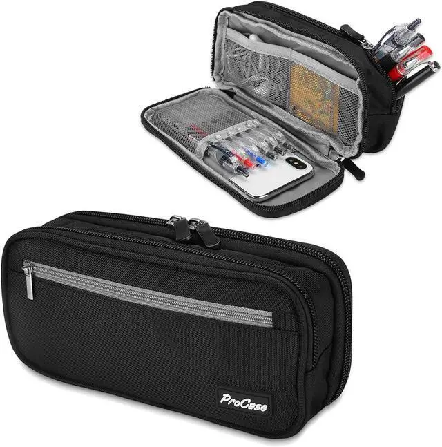Main image of Pencil Case Pen Bag, Two Layers Big Capacity Pencil Pouch Pen Organizer Durable Stationery Holder for Marker Organization School Supplies Office Storage Desk Organizing