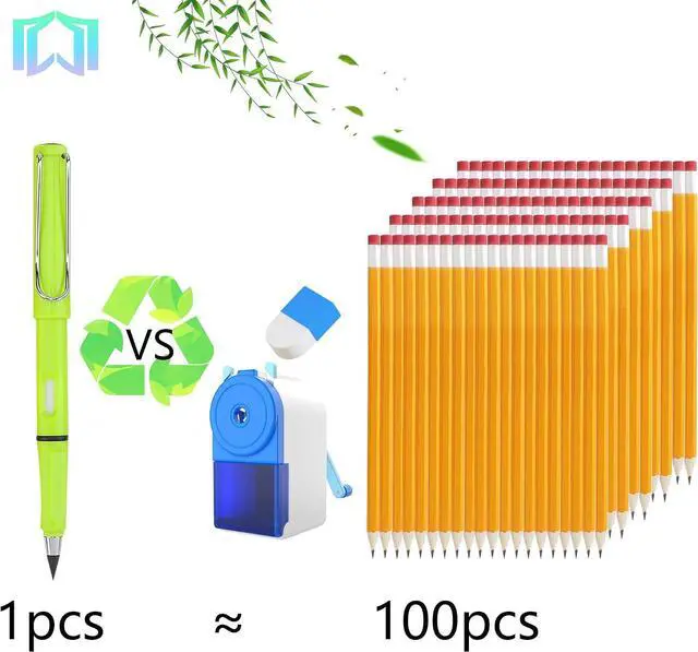 Alt view image 2 of 7 - 6 Sets Everlasting Pencil, Infinity Pencils, NO-Sharpening Pen for Writing Drawing Students Sustainable Pencil for Home Office School (6 Pencils + 6 Erasers + 8 Replaceable Nibs)