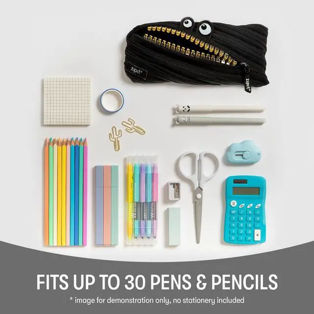 Alt view image 4 of 6 - Grillz Pencil Case for Kids, Cute Zipper Pouch for Boys Girls and Teens, Stationery Bag for School ,Black
