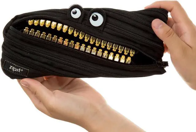 Alt view image 5 of 6 - Grillz Pencil Case for Kids, Cute Zipper Pouch for Boys Girls and Teens, Stationery Bag for School ,Black