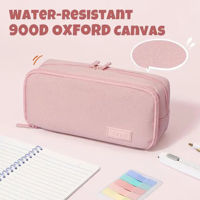 Alt view image 7 of 7 - Pencil Case, Large Capacity Pencil Pouch, Aesthetic Big Pen Bag 900D Oxford Pen Box for Office Stationery Organizer School Supplies Multifunctional for Teen Boys Girls Women Men, Pink