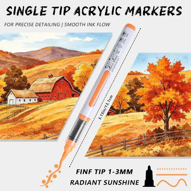 Alt view image 2 of 7 - 12 Vivid Colors Acrylic Paint Markers with Portable Storage Case | Soft Brush Tip Acrylic Markers Set, Paint Markers for Canvas, Wood, Rocks, Fabric, Glass, DIY Crafts Art Supplies for Kids