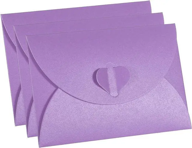 Main image of Gift Card Envelopes, 12 Pack Heart Shaped Clasp Small Gift Cards Holder Mini Envelope for Birthdays Weddings, Purple