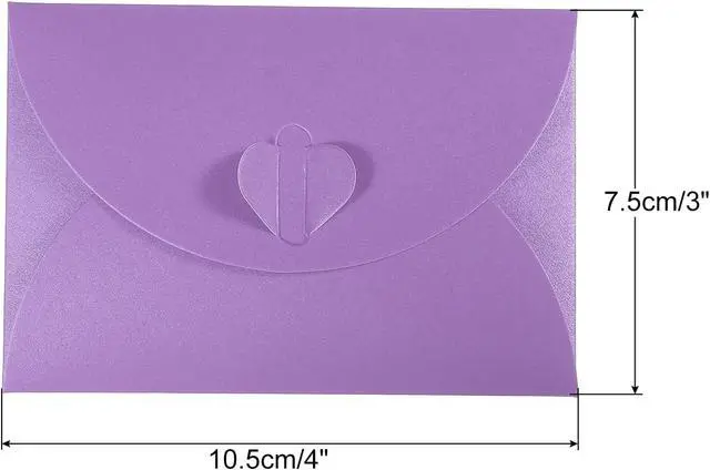 Alt view image 2 of 6 - Gift Card Envelopes, 12 Pack Heart Shaped Clasp Small Gift Cards Holder Mini Envelope for Birthdays Weddings, Purple