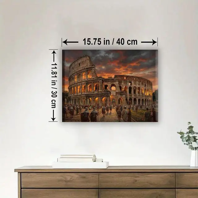 Alt view image 2 of 5 - Gladiator Warrior Location Framed Canvas DIY Paint by Numbers Kit Bar Cafe Cave Home Room Wall Bathroom Porch Patio Decor Gift, 16 x 12 Inch