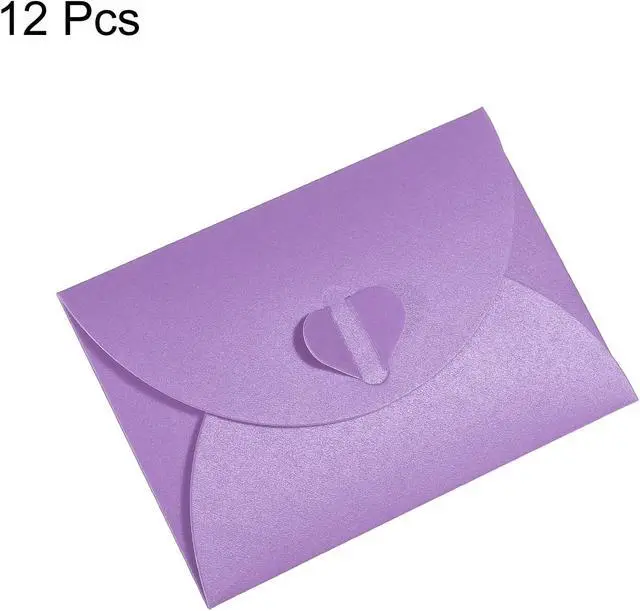 Alt view image 3 of 6 - Gift Card Envelopes, 12 Pack Heart Shaped Clasp Small Gift Cards Holder Mini Envelope for Birthdays Weddings, Purple