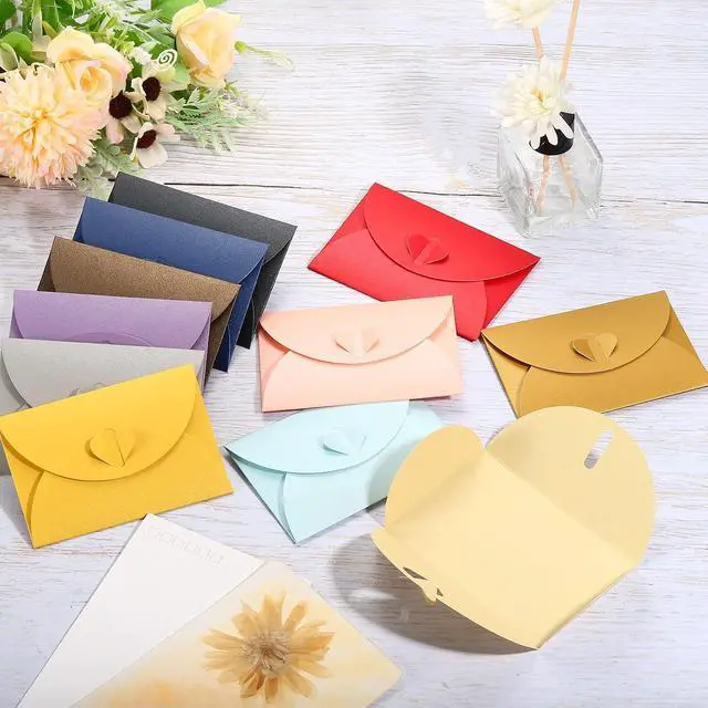 Alt view image 5 of 6 - Gift Card Envelopes, 12 Pack Heart Shaped Clasp Small Gift Cards Holder Mini Envelope for Birthdays Weddings, Purple