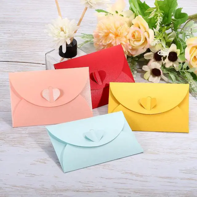 Alt view image 6 of 6 - Gift Card Envelopes, 12 Pack Heart Shaped Clasp Small Gift Cards Holder Mini Envelope for Birthdays Weddings, Purple