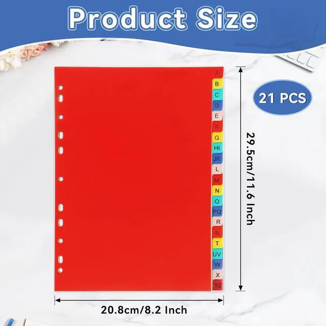 Alt view image 2 of 7 - A-Z Plastic Binder Dividers 21 Tab, Alphabet Dividers with Tabs for 3 Ring, Multicolor Alphabetical Divider for 2/3/4/11 Ring Binders, Letter Size 8.2×11.6 Inch