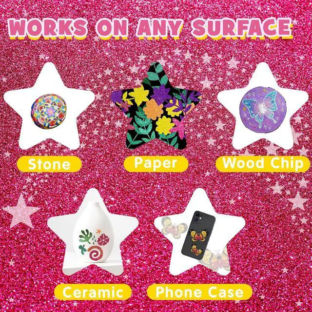 Alt view image 6 of 7 - 12 Colors Glitter Markers, 0.7mm Extra Fine Tip Sparkling Acrylic Paint Pens for Crafts, Adult Coloring, and DIY Projects on Paper, Rock, Wood, Glass and Fabric | Extra Fine Tip Creates Precise Lines