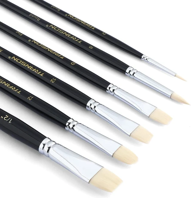 Alt view image 7 of 7 - Transon Paint Brush Set 6pcs Art Painting Flexible Bristle for Acrylic Watercolor Gouache Oil Leather Canvas and Face Painting