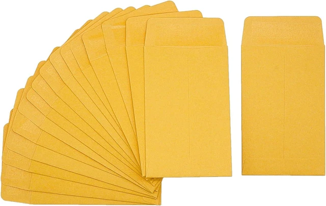 Main image of 1 120 Pcs Small Coin Envelopes 2.25" x 3.5" with Gummed Flap, Yellow Kraft Mini Envelopes for Storing Keys, Stamps, Seeds, Tips and Small Items (120)