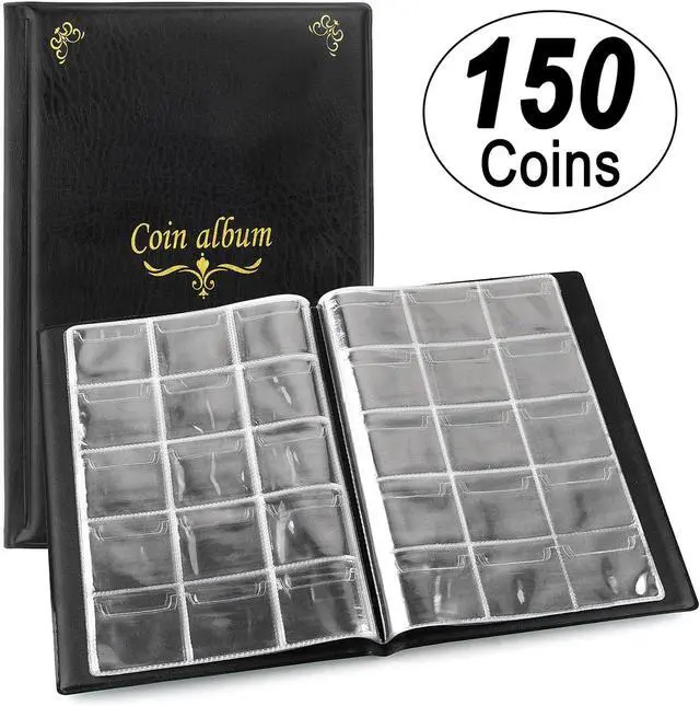 Alt view image 6 of 7 - 150 Pockets Coin Album, Penny Collecting Book, Souvenir Coins Collection Holder, Ideal for Pressed Pennies Passport, Hobby Coin Collector, Money Specie Display Storage Case (English, Black)