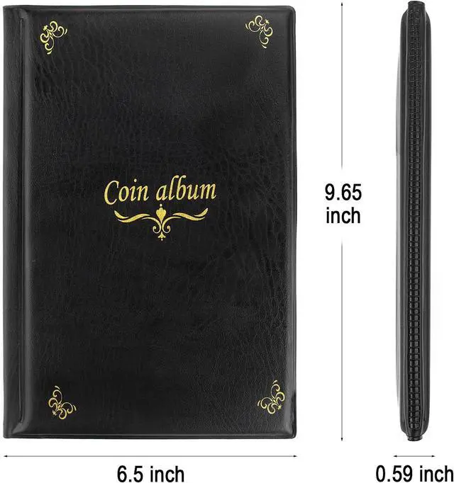 Alt view image 7 of 7 - 150 Pockets Coin Album, Penny Collecting Book, Souvenir Coins Collection Holder, Ideal for Pressed Pennies Passport, Hobby Coin Collector, Money Specie Display Storage Case (English, Black)
