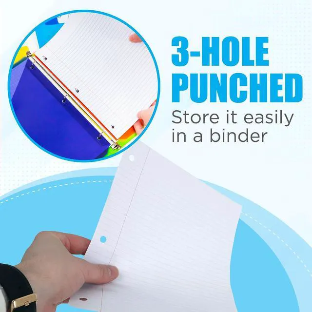Alt view image 3 of 5 - Notebook Paper College Ruled, Loose Leaf Paper for 3 Ring Binders - 10.5' X 8", for Students, School Classroom - 100 Sheets/Pack (2 Pack)