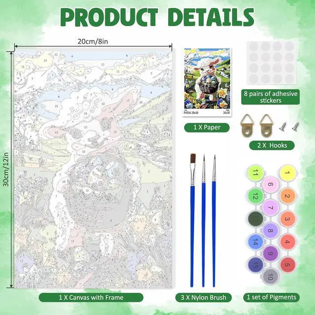 Alt view image 5 of 7 - Framed Paint by Numbers Kit for Adults, Cute Lamb DIY Paint by Number Kits on Canvas, Easy Animal Painting by Numbers for Home Wall Decor Gift 8x12 Inch