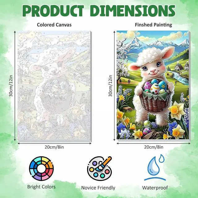 Alt view image 6 of 7 - Framed Paint by Numbers Kit for Adults, Cute Lamb DIY Paint by Number Kits on Canvas, Easy Animal Painting by Numbers for Home Wall Decor Gift 8x12 Inch