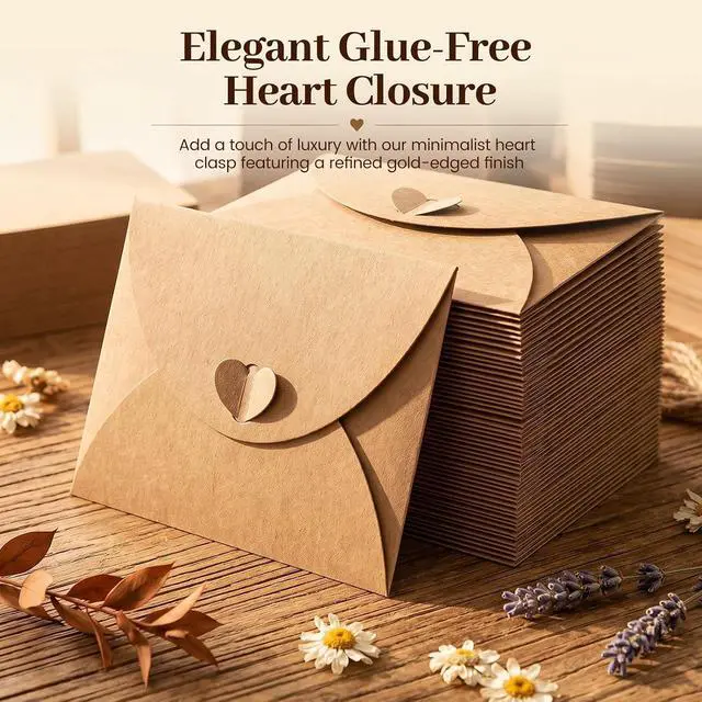 Alt view image 4 of 6 - 100 PCS Mini Gift Card Envelopes, 4X2.8 inch Gift Card Holders | Heart Clasp, Wedding, Birthday, Baby Shower, Business Cards