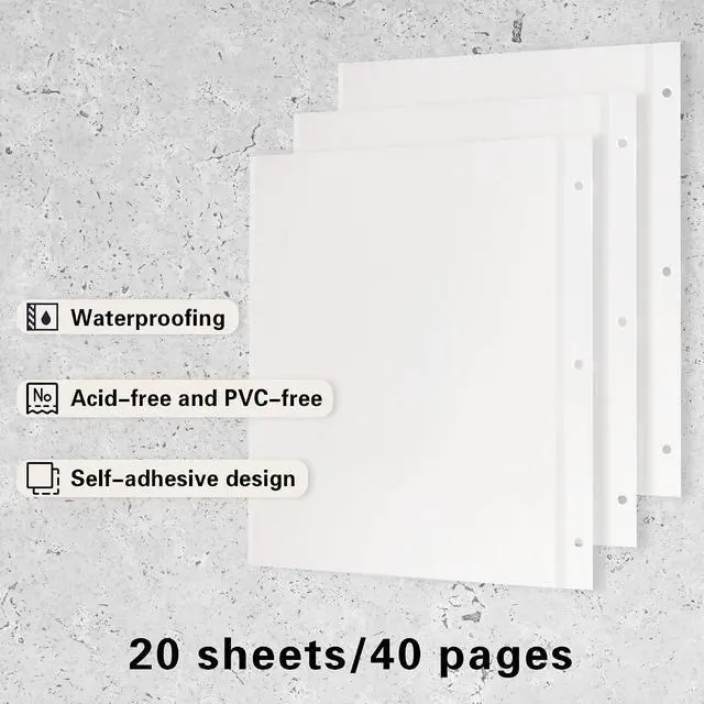 Alt view image 3 of 6 - Self Adhesive Photo Album Refill Pages 3 Ring Binder 40 Pages