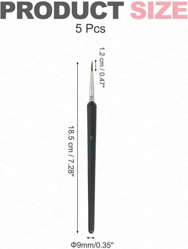 Alt view image 2 of 7 - 5 Pcs Detail Paint Brushes Set, 12mm Fine Pointed Tip Miniature Paint Brushes for Acrylic Painting Oil Watercolor(2), Black