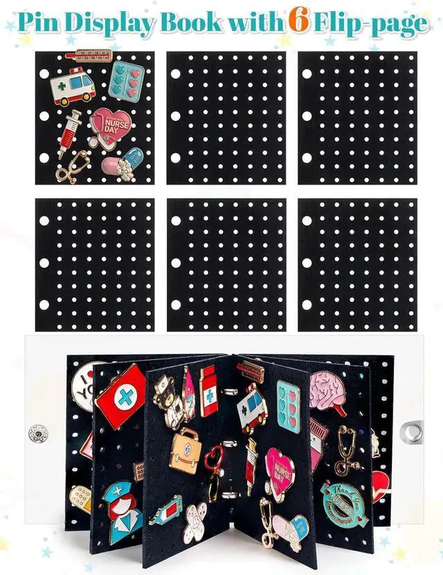 Alt view image 2 of 7 - 2Pcs Mini Enamel Pin Display Book Portable Pin Trading Book Organizer Case | Mini Pin Board with Protective Pages, Compact Pin Holder Binder for Displaying Badges, Brooches, Jewelry Collections