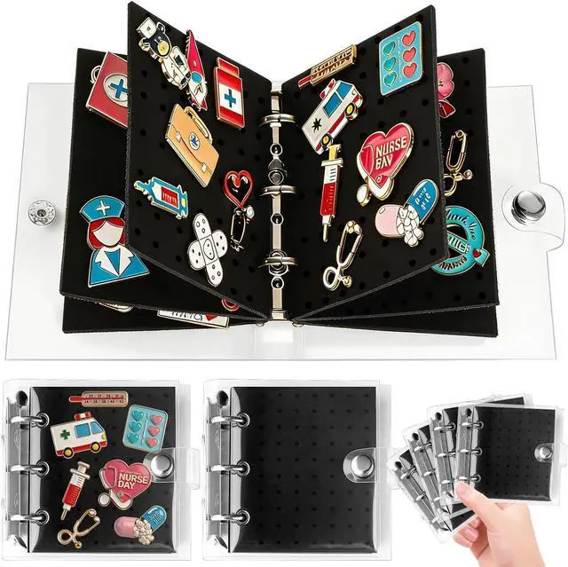 Main image of 2Pcs Mini Enamel Pin Display Book Portable Pin Trading Book Organizer Case | Mini Pin Board with Protective Pages, Compact Pin Holder Binder for Displaying Badges, Brooches, Jewelry Collections