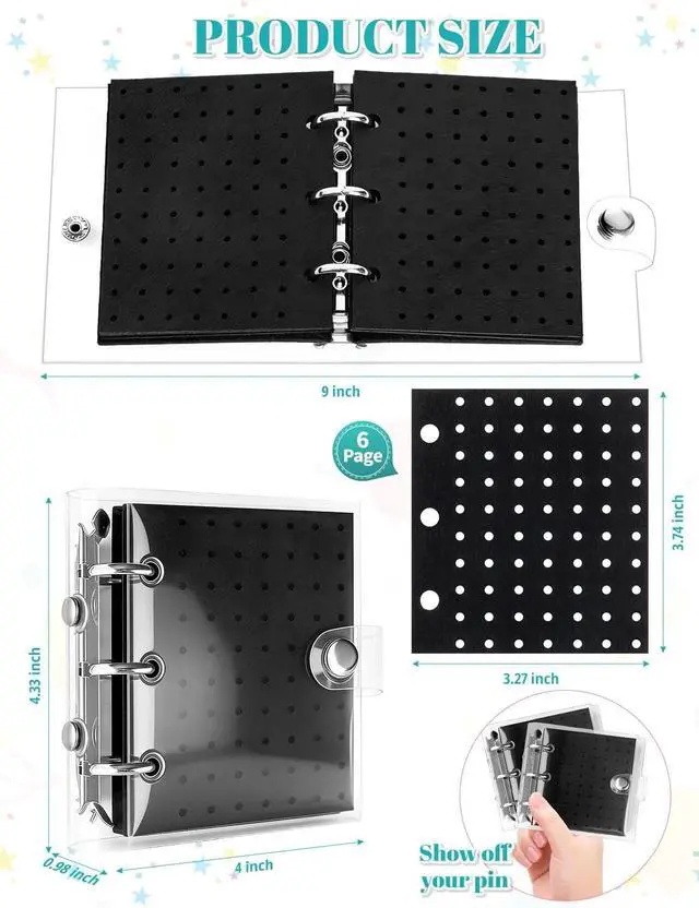 Alt view image 3 of 7 - 2Pcs Mini Enamel Pin Display Book Portable Pin Trading Book Organizer Case | Mini Pin Board with Protective Pages, Compact Pin Holder Binder for Displaying Badges, Brooches, Jewelry Collections