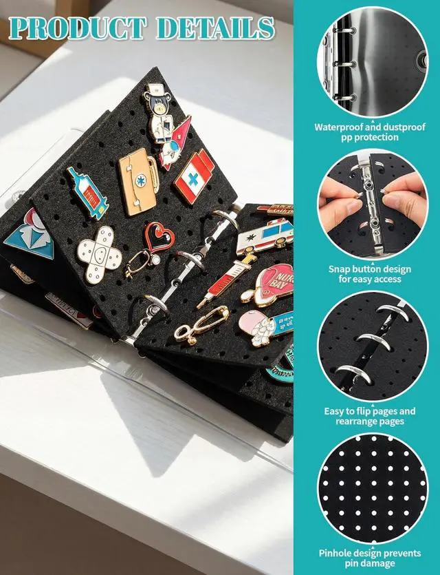 Alt view image 4 of 7 - 2Pcs Mini Enamel Pin Display Book Portable Pin Trading Book Organizer Case | Mini Pin Board with Protective Pages, Compact Pin Holder Binder for Displaying Badges, Brooches, Jewelry Collections