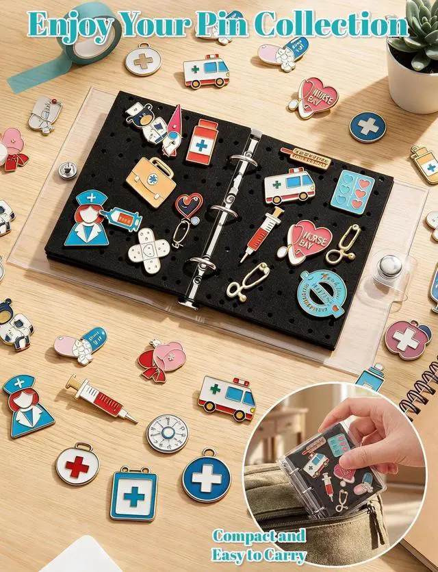 Alt view image 6 of 7 - 2Pcs Mini Enamel Pin Display Book Portable Pin Trading Book Organizer Case | Mini Pin Board with Protective Pages, Compact Pin Holder Binder for Displaying Badges, Brooches, Jewelry Collections