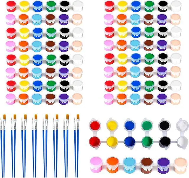 Main image of 8 Pack Mini Acrylic Paint Set, 12 Colors Individual Paint Sets with 2 Pcs Brushes, 112 Pcs Washable Acrylic Paint Set for Birthday Party Favor, Classroom, Arts