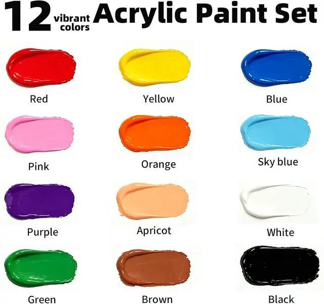 Alt view image 3 of 7 - 8 Pack Mini Acrylic Paint Set, 12 Colors Individual Paint Sets with 2 Pcs Brushes, 112 Pcs Washable Acrylic Paint Set for Birthday Party Favor, Classroom, Arts