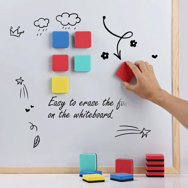 Alt view image 5 of 7 - 35 Pack Dry Erase Eraser, Magnetic Whiteboard Eraser Bulk, Small White Board Eraser for Kids, Dry Erase Board Eraser, Mini Dry Erase Erasers Perfect for Classroom(4 Color Set, 2 x 2 Inch) | Powerful c