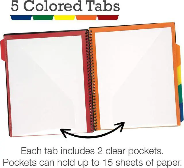 Alt view image 4 of 7 - Spiral Folder Organizer - 5 Dividers & 10 Pockets with Zipper Pouch, Multi Pocket Color Cordinated Folder Binder with Customizable Tabs, Document Organizer (Basic)