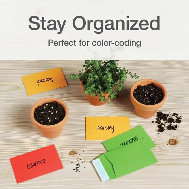 Alt view image 5 of 7 - 1 Coin and Small Parts Self Seal Envelopes for Home, Office and Garden, Small Envelopes for Organization, 2.25" x 3.5", 10 Assorted Colors, 100 per Box (1016442)