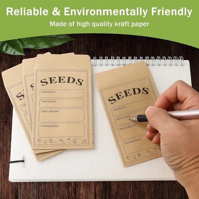 Alt view image 5 of 7 - 100 PCS Seed Packets Clear Envelopes, Self Sealing Kraft Bags 3.15x 4.72, Seed Storage Organizer Mini Envelopes with Preprinted Collecting Template for Flower Vegetable Seed Collection(A style)