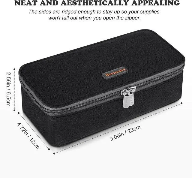 Alt view image 3 of 7 - Capacious Pencil Case Marker Holder Pouch Desk Organizer Big Pencil Bag with Zipper Large Storage Box for College Middle School Office Supplies Stationery - Black
