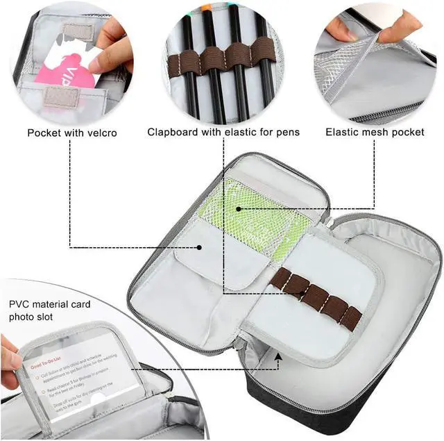 Alt view image 4 of 7 - Capacious Pencil Case Marker Holder Pouch Desk Organizer Big Pencil Bag with Zipper Large Storage Box for College Middle School Office Supplies Stationery - Black