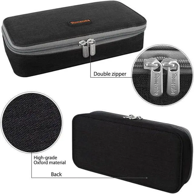 Alt view image 7 of 7 - Capacious Pencil Case Marker Holder Pouch Desk Organizer Big Pencil Bag with Zipper Large Storage Box for College Middle School Office Supplies Stationery - Black