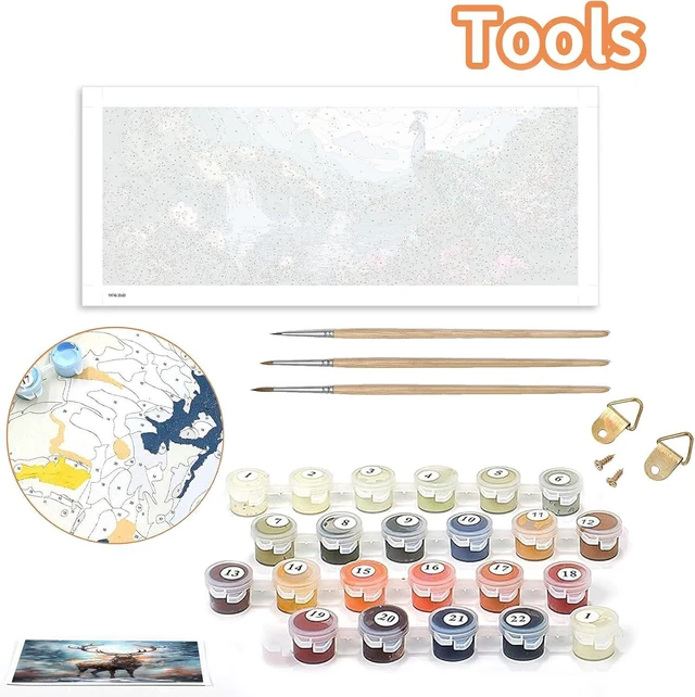 Alt view image 5 of 7 - Large Paint by Numbers Kit for Adults Flowers - 30x80cm/12x31.5inch Canvas, Landscapes Paint by Number - Acrylic Paint Set - Relaxing DIY Art for Beginners & Experts - Home Wall Decoration